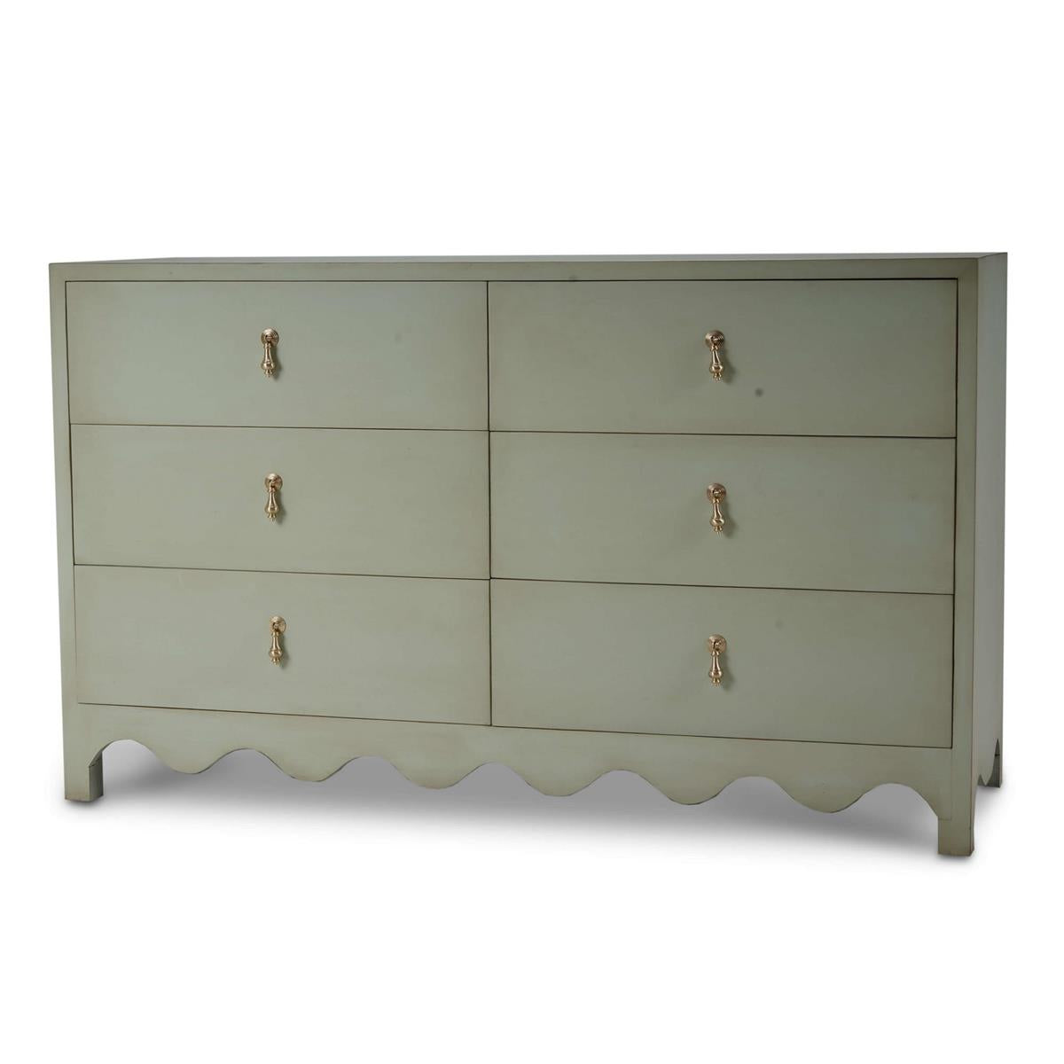 Bramble Chloe 6 Drawer Dresser — Vintage Fennel Green / Light Distressed