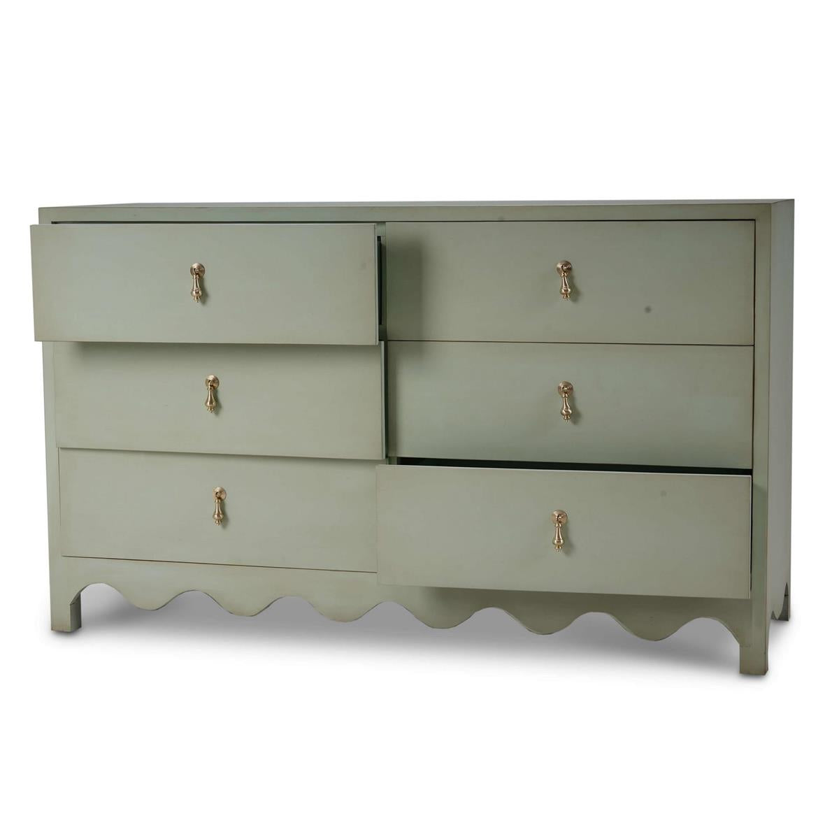 Bramble Chloe 6 Drawer Dresser — Vintage Fennel Green / Light Distressed