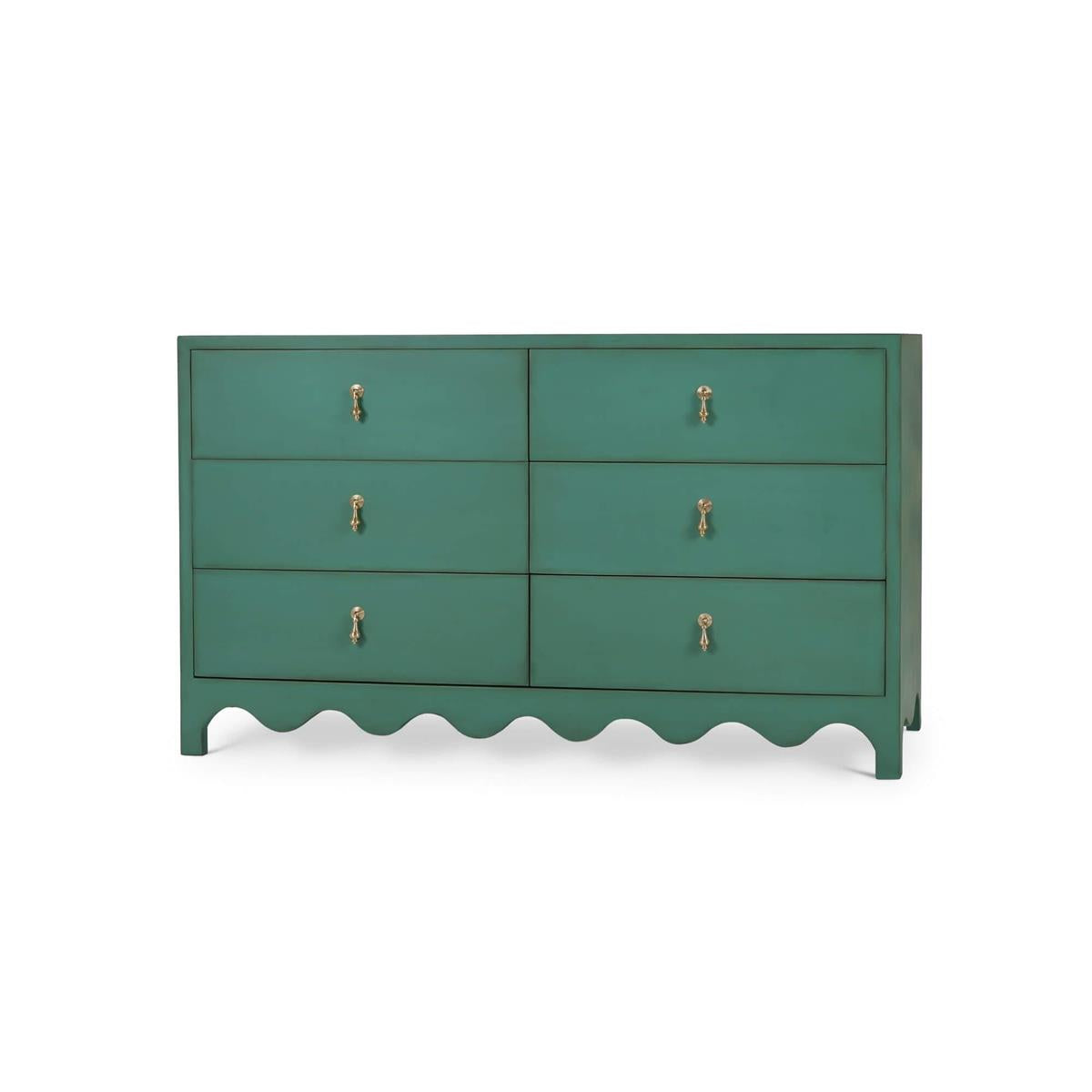 Bramble Chloe 6 Drawer Dresser — Vintage Willow Green / Light Distressed