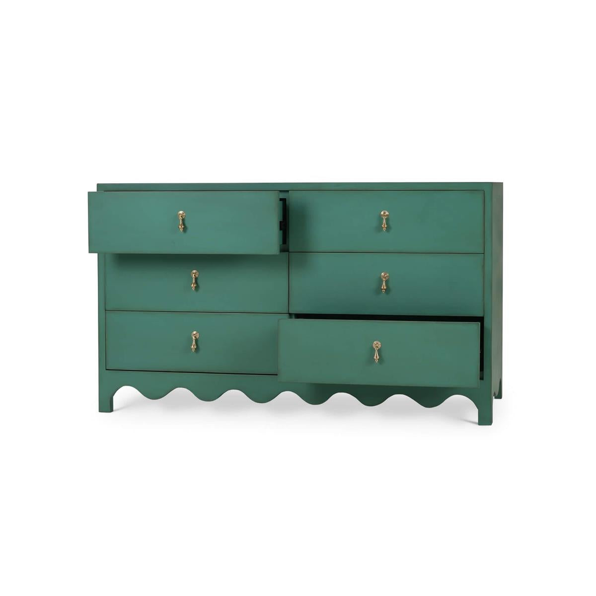 Bramble Chloe 6 Drawer Dresser — Vintage Willow Green / Light Distressed