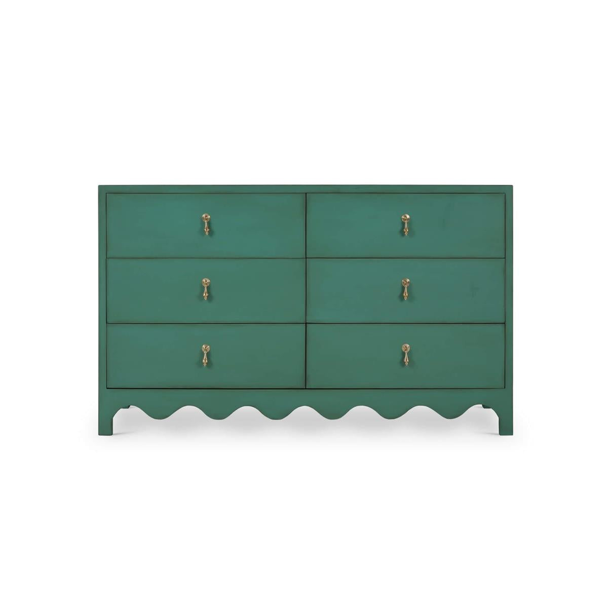 Bramble Chloe 6 Drawer Dresser — Vintage Willow Green / Light Distressed