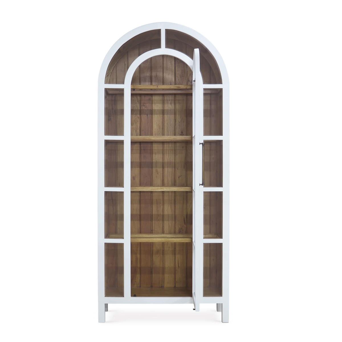 Bramble Vannes Display Cabinet w/ Glass Shelves — True White * / Driftwood