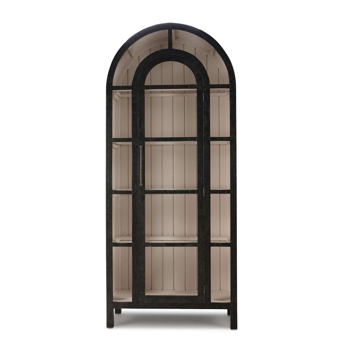 Bramble Vannes Display Cabinet w/ Glass Shelves — Vintage Black / Putty