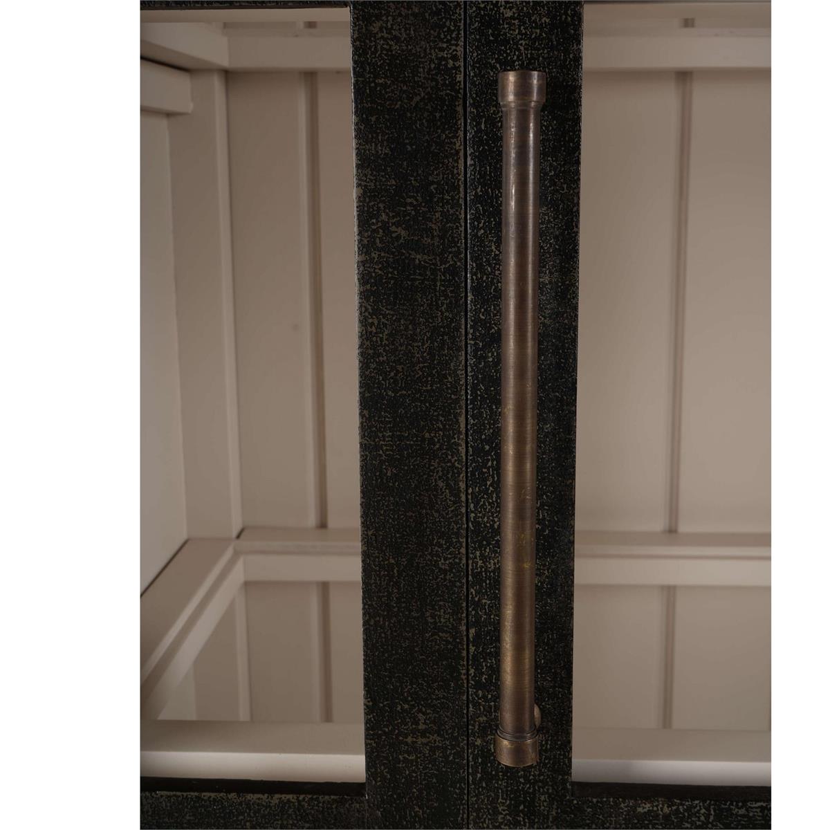 Bramble Vannes Display Cabinet w/ Glass Shelves — Vintage Black / Putty