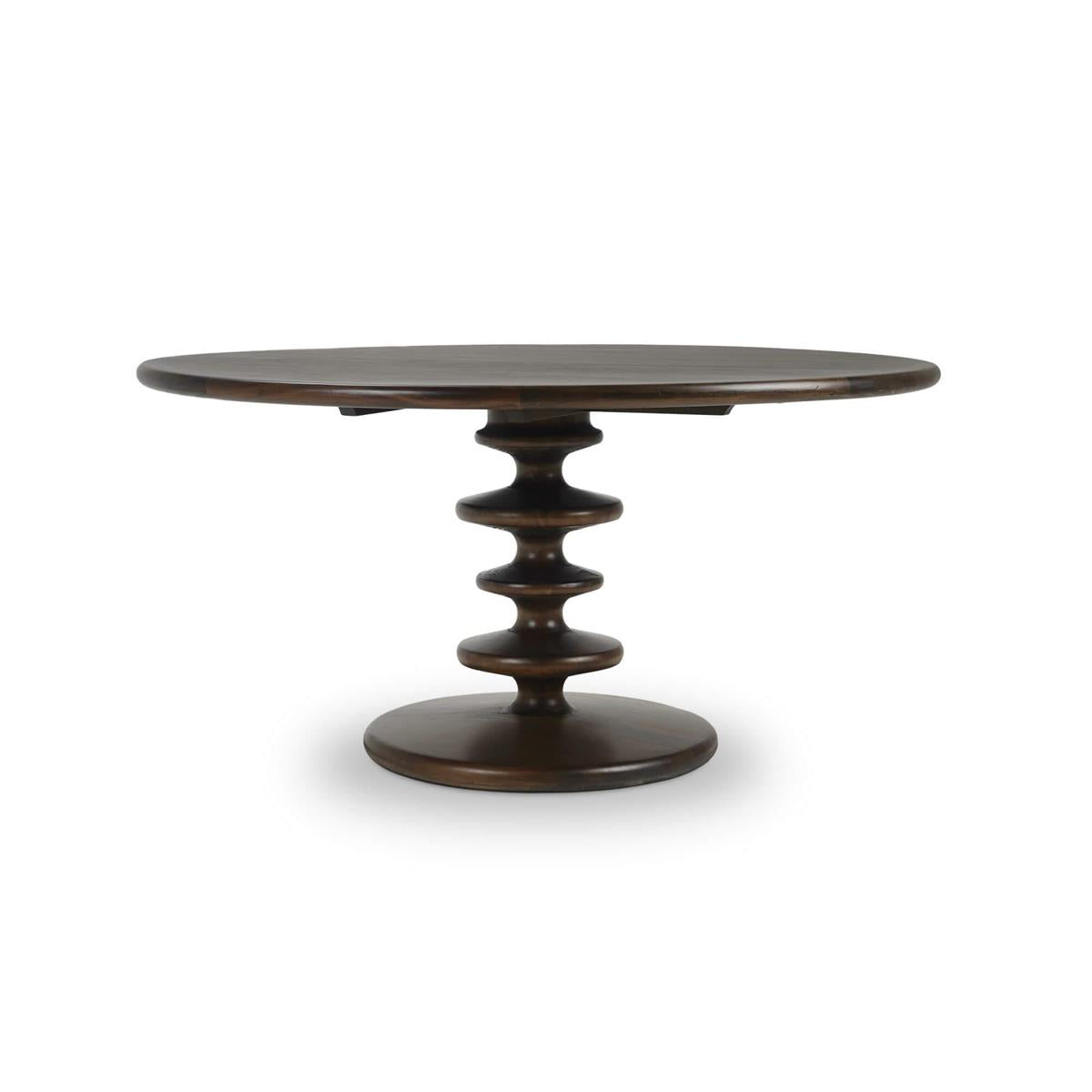 Bramble Milano Round Dining Table 60" — Dark Walnut