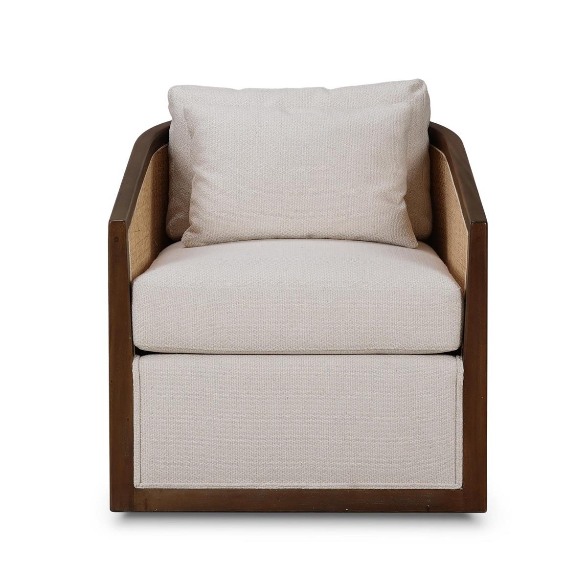 Bramble Willis Swivel Chair w/ Mahogany Frame & Rattan — Straw Wash / Dinara Natural