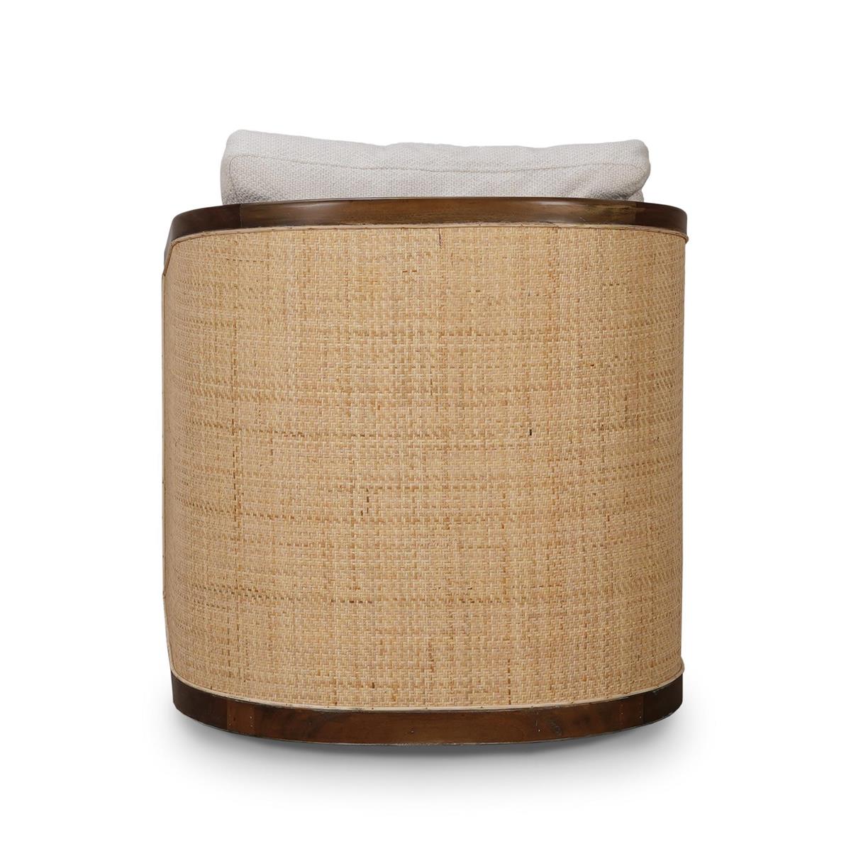 Bramble Willis Swivel Chair w/ Mahogany Frame & Rattan — Straw Wash / Dinara Natural