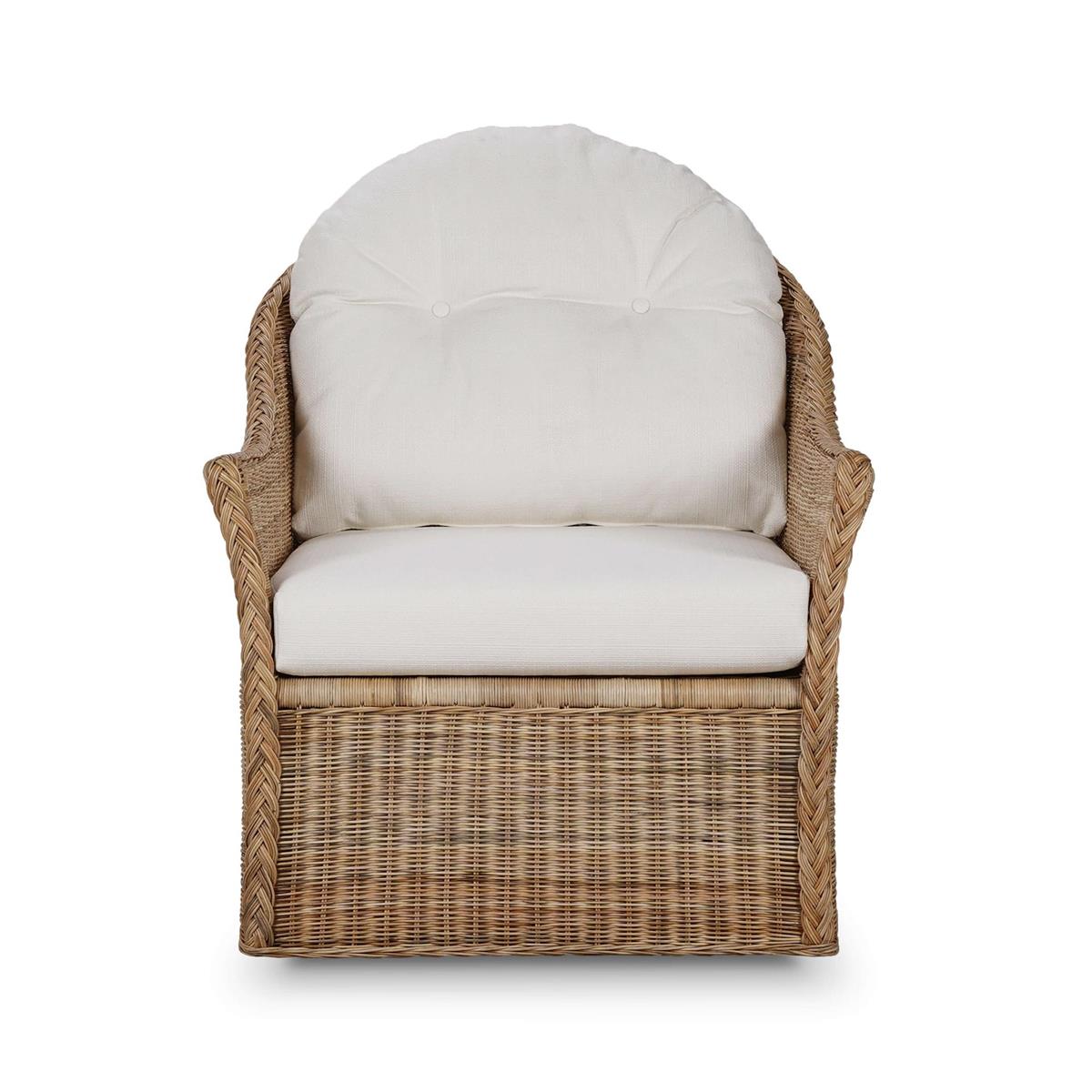 Bramble Nantucket Swivel Chair — Rattan Natural / Arctic