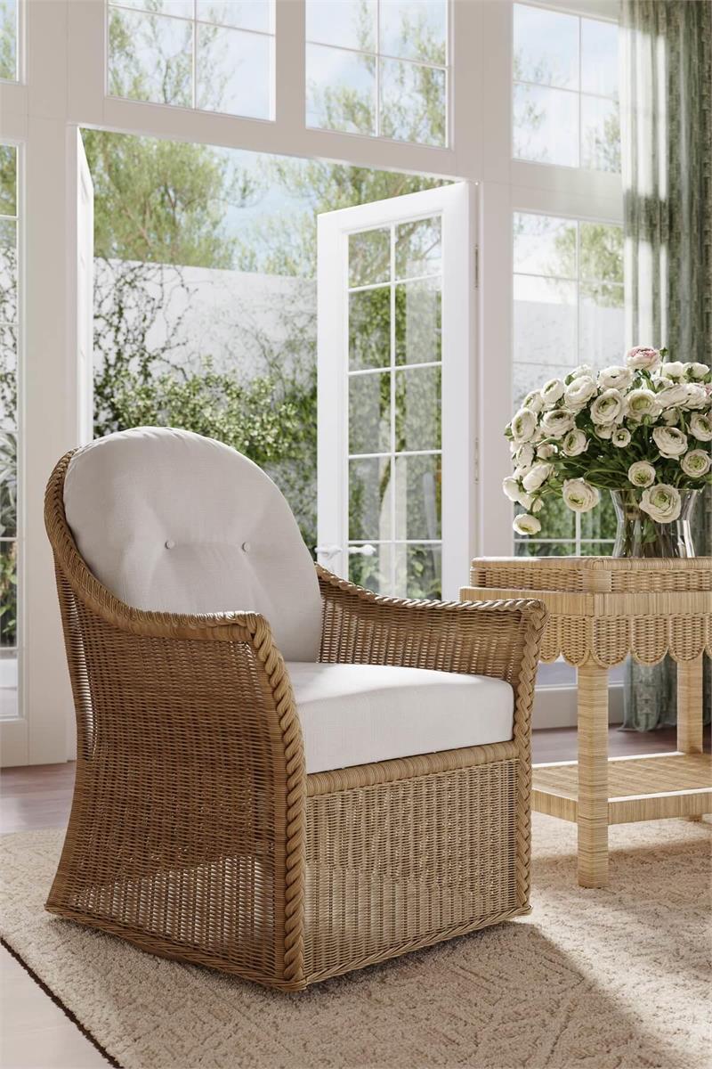Bramble Nantucket Swivel Chair — Rattan Natural / Arctic
