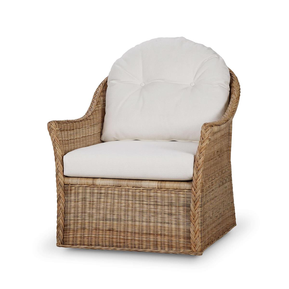 Bramble Nantucket Swivel Chair — Rattan Natural / Arctic