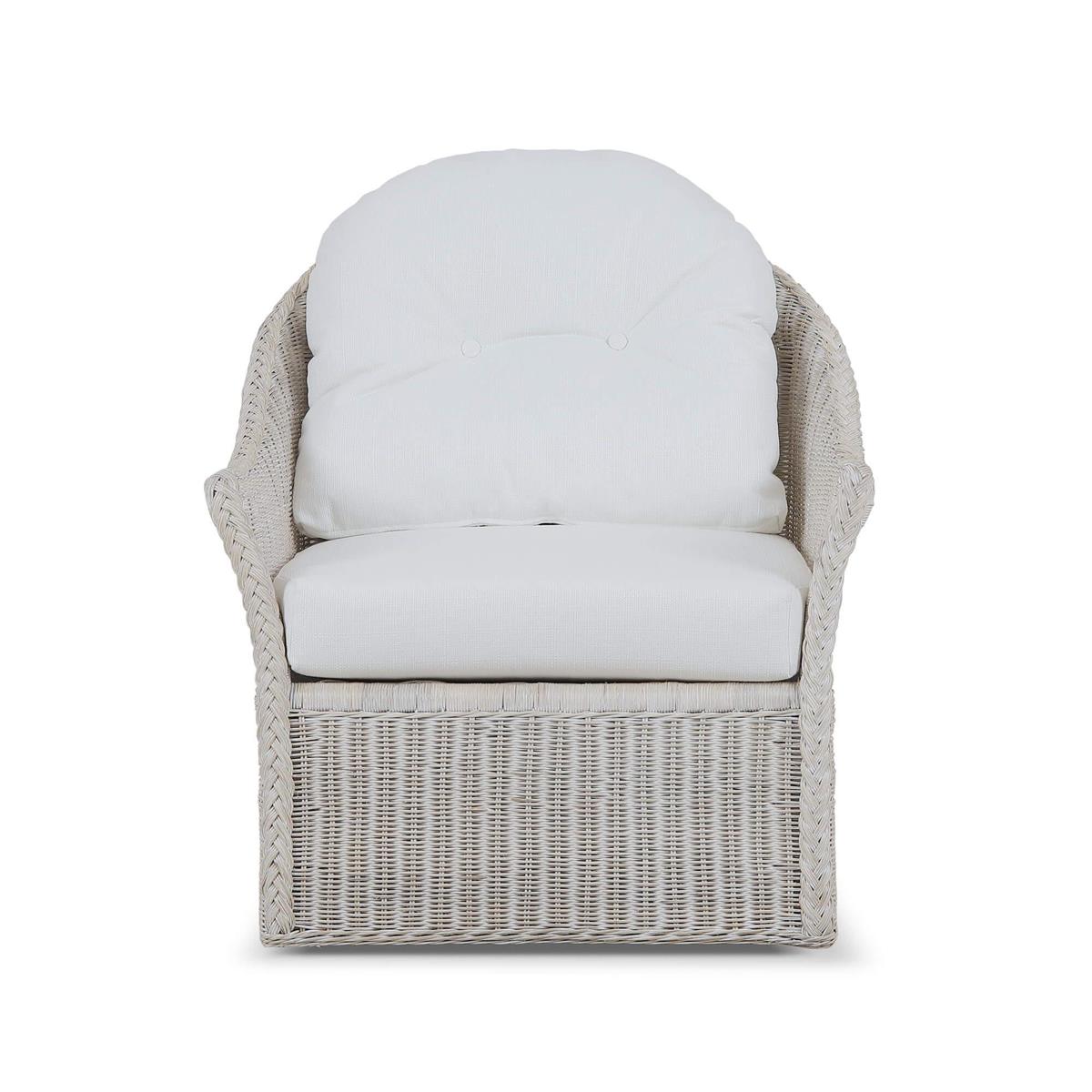 Bramble Nantucket Swivel Chair — Rattan White Wash / Arctic