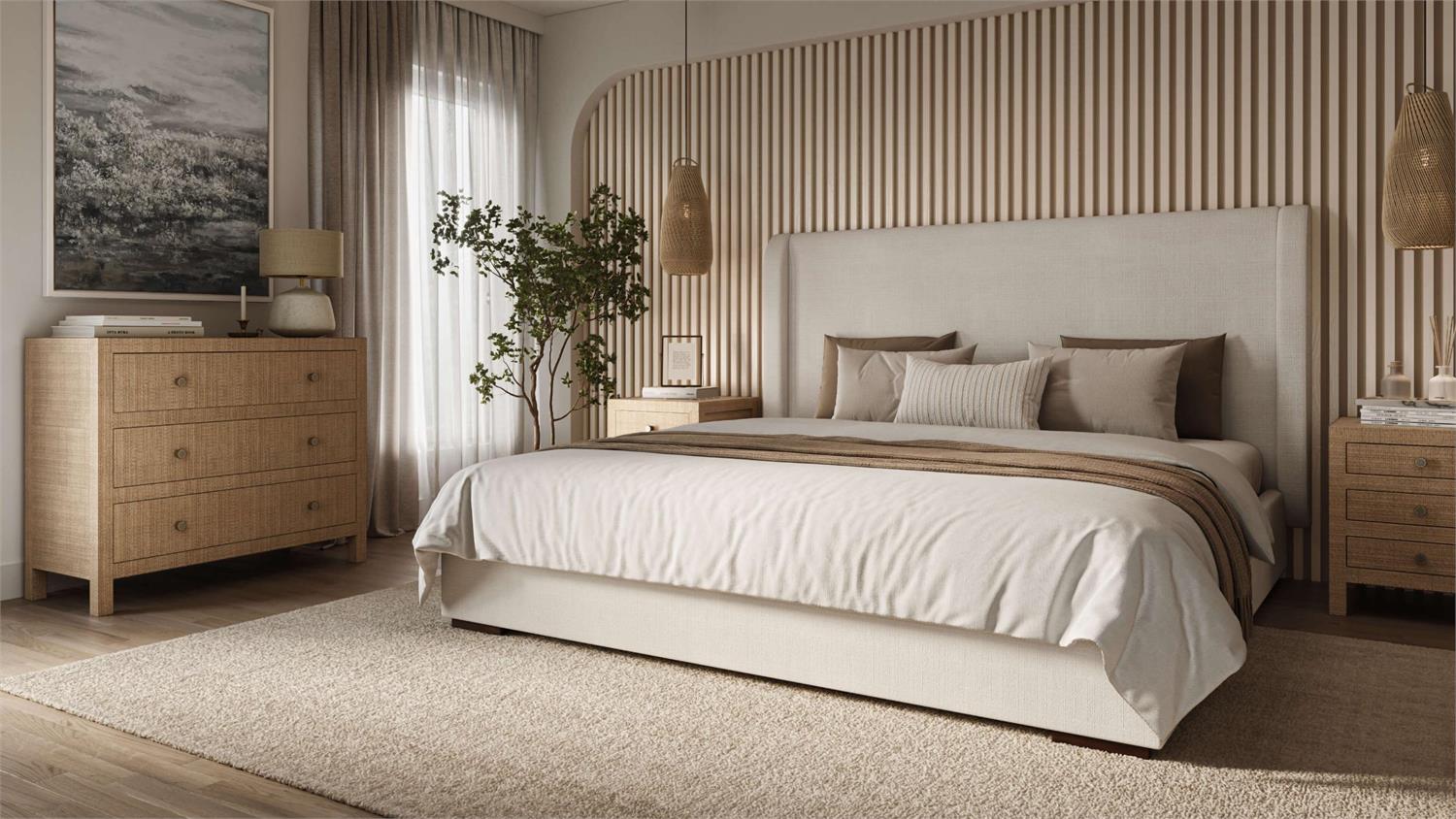 Bramble Luxor Upholstered Bed King — Arctic