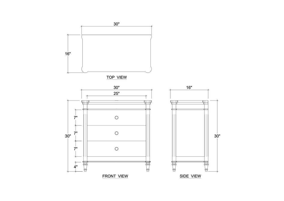 Bramble Kelly 3 Drawer Bedside Cabinet — Sandbar