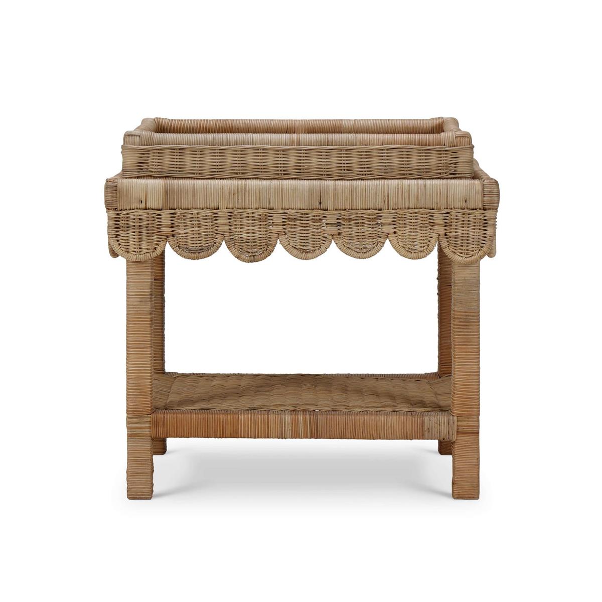Bramble Scallop Rattan Side Table
w/ Tray in Natural — Rattan Natural