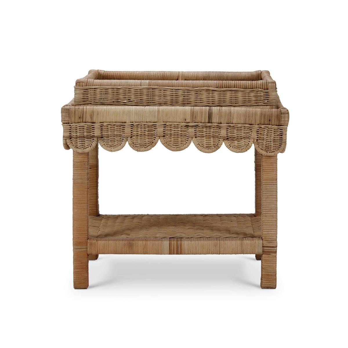 Bramble Scallop Rattan Side Table
w/ Tray in Natural — Rattan Natural