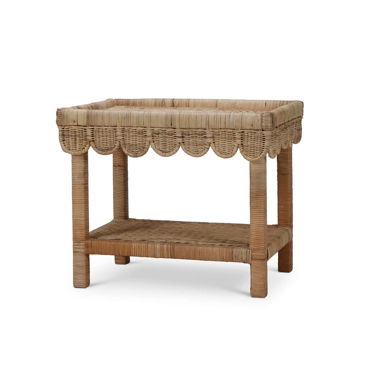 Bramble Scallop Rattan Side Table
w/ Tray in Natural — Rattan Natural