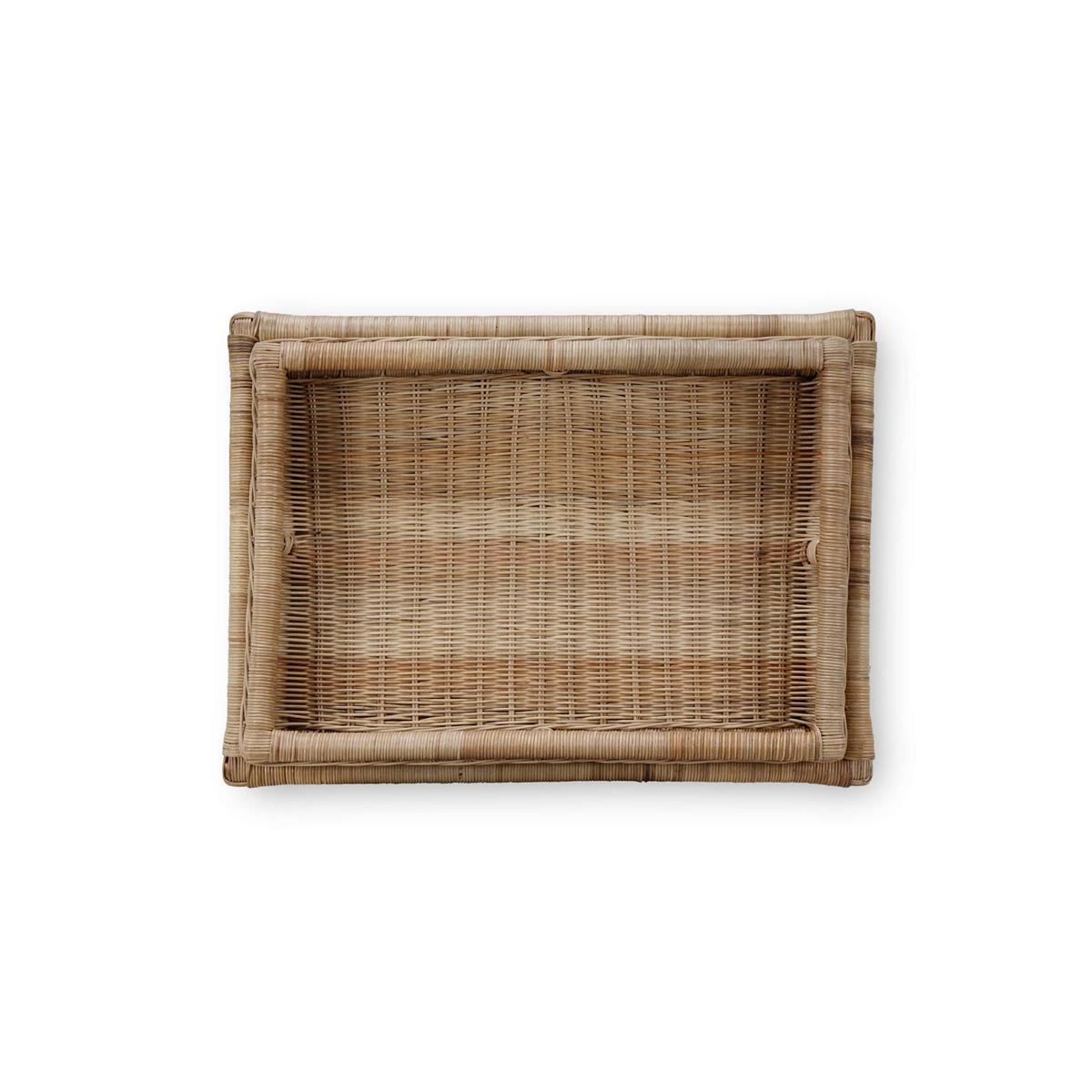 Bramble Scallop Rattan Side Table
w/ Tray in Natural — Rattan Natural