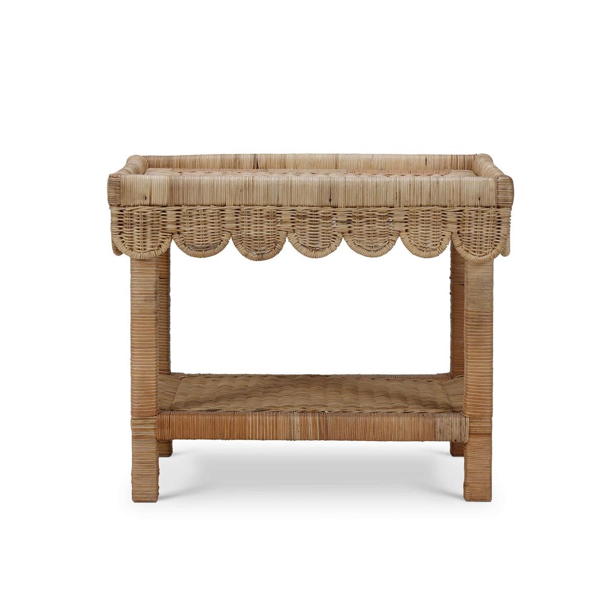 Bramble Scallop Rattan Side Table
w/ Tray in Natural — Rattan Natural