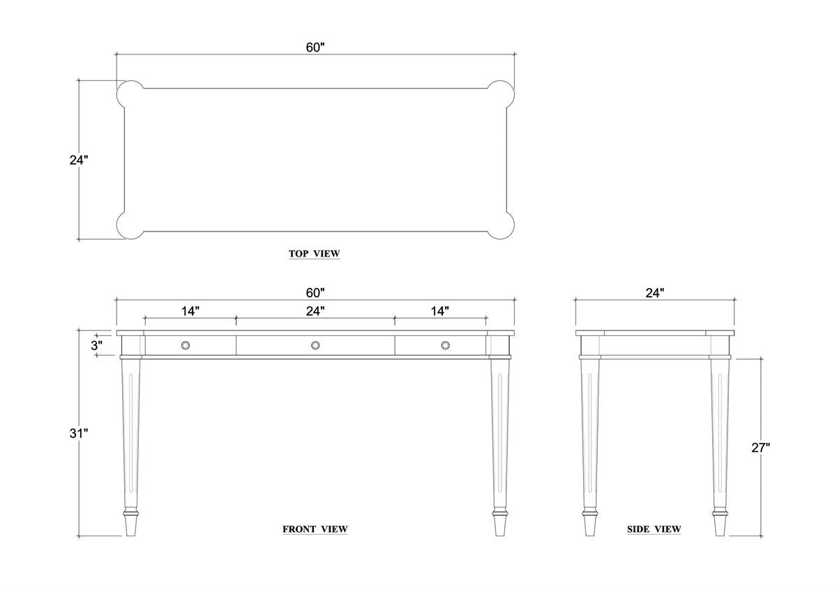 Bramble Kelly 3 Drawer Desk — True White *