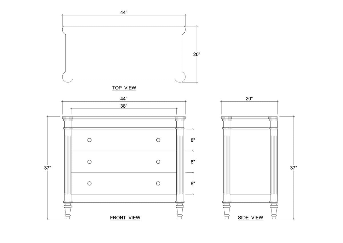 Bramble Kelly 3 Drawer Bedside Cabinet — Sandbar