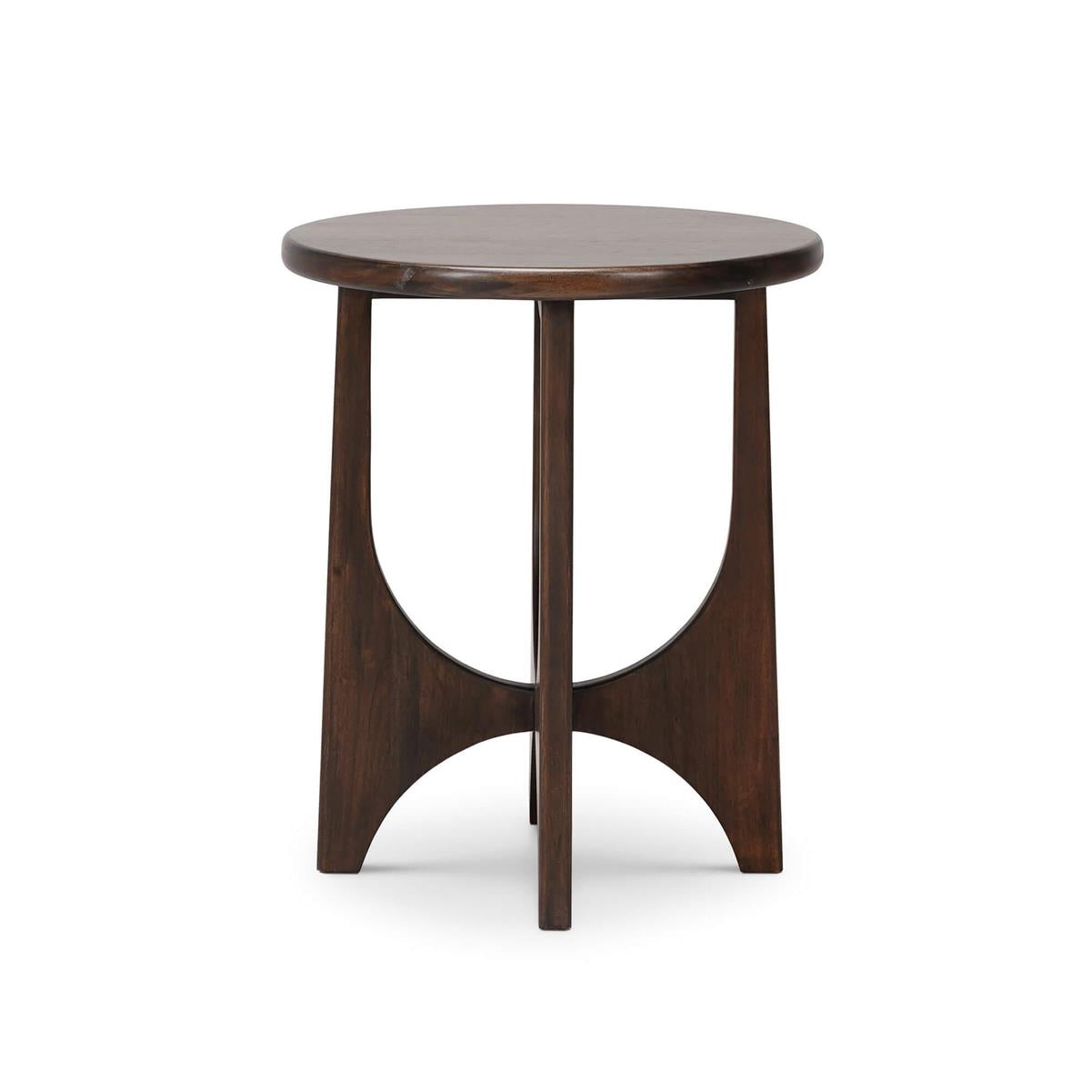 Bramble Vannes Round End Table — Dark Walnut