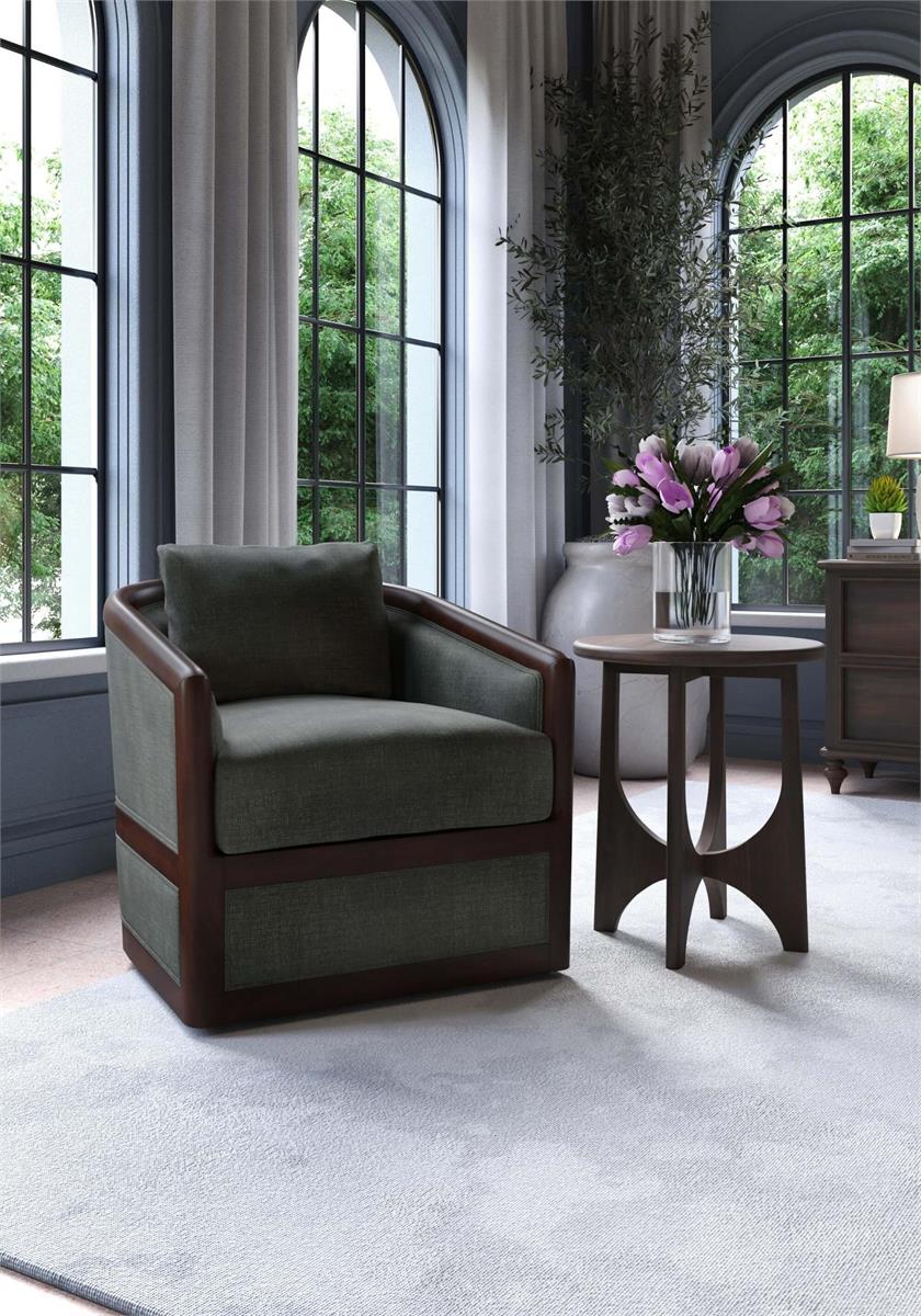 Bramble Vannes Round End Table — Dark Walnut