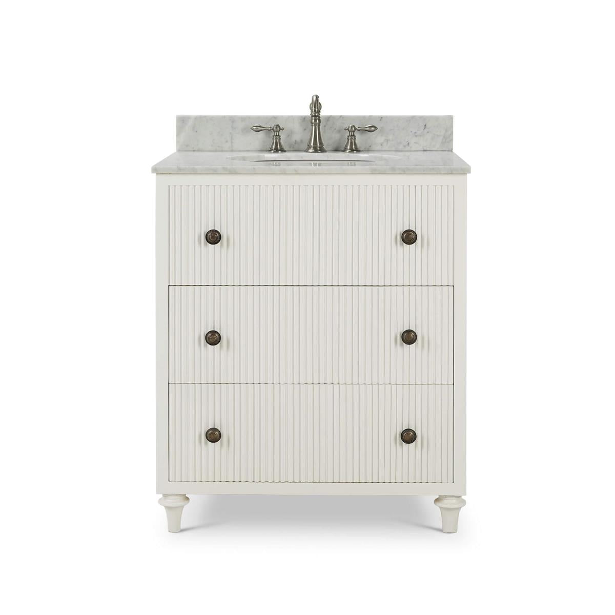 Bramble Kraton Single Vanity w/ Sink & Marble Top — True White *