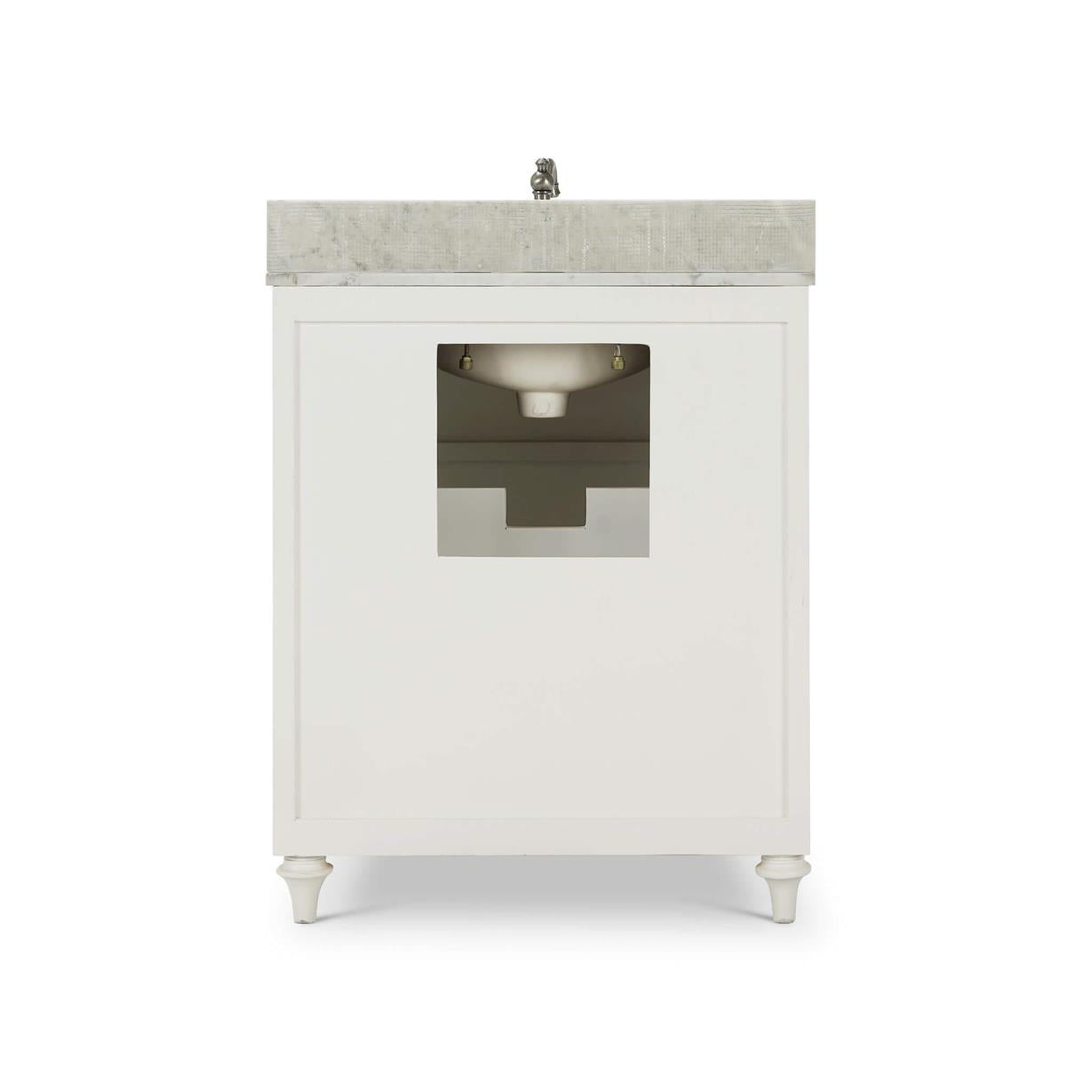 Bramble Kraton Single Vanity w/ Sink & Marble Top — True White *