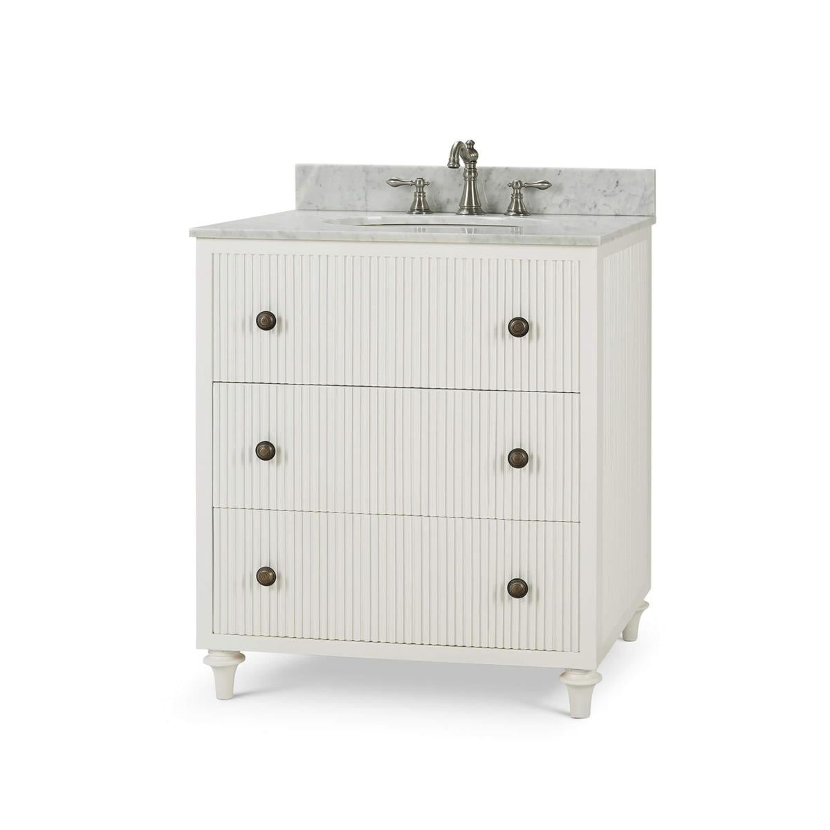 Bramble Kraton Single Vanity w/ Sink & Marble Top — True White *