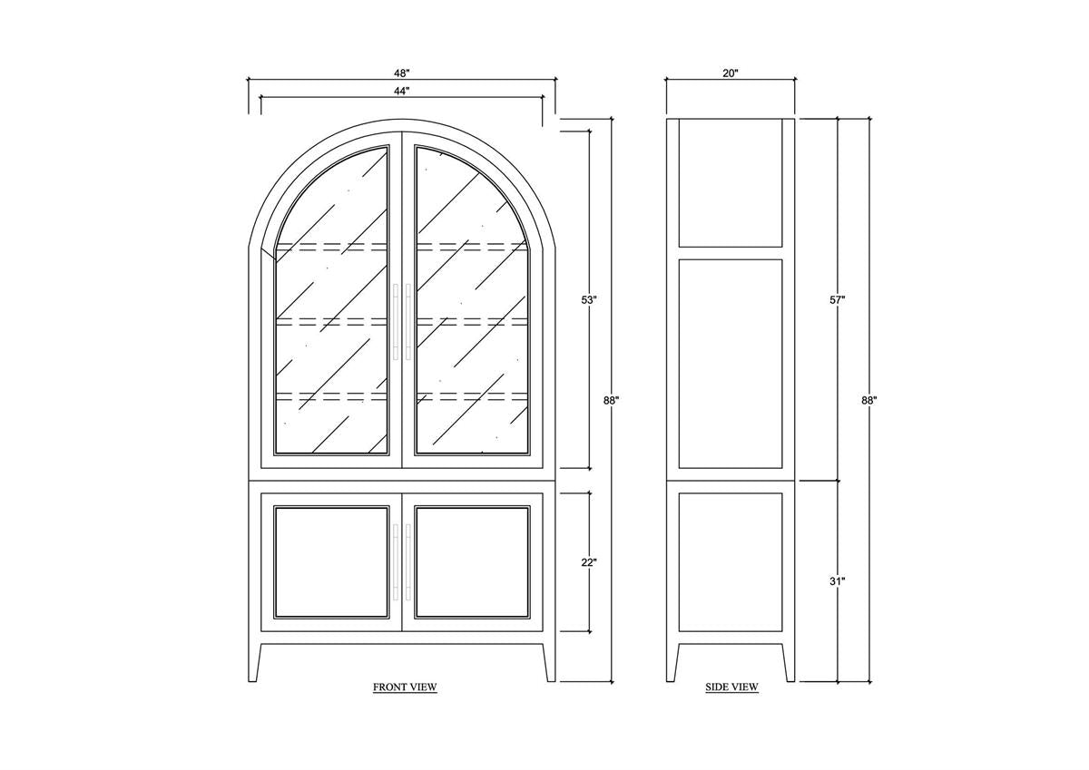 Bramble Lumina Glass Cabinet — Dark Walnut / Putty
