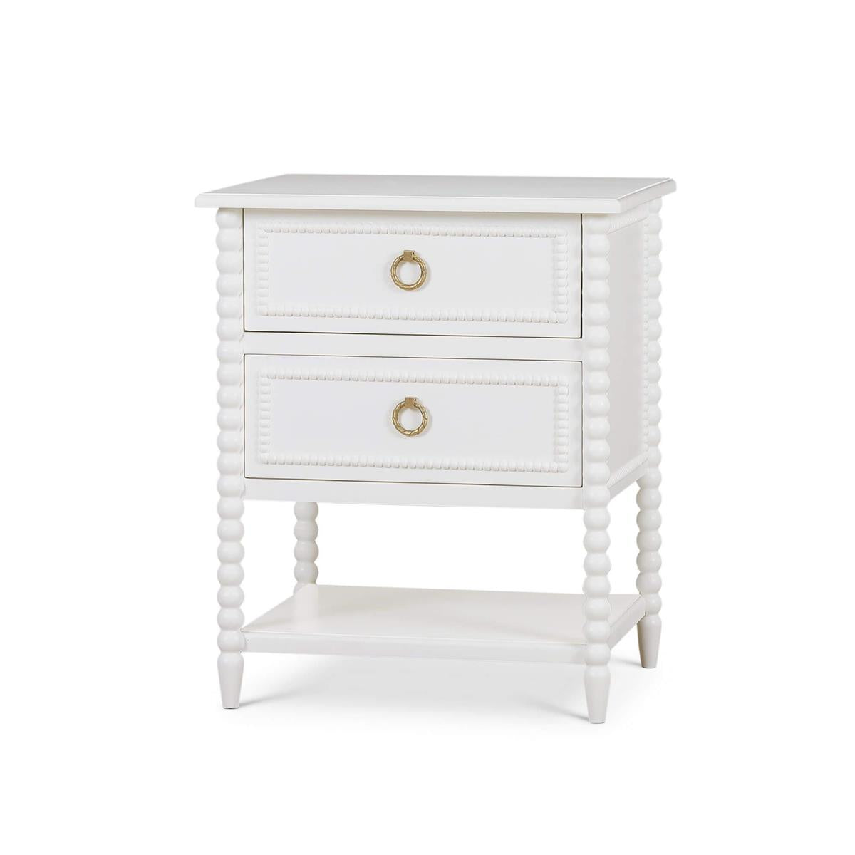Bramble Cholet 2 Drawer Bedside Table w/ Shelf — Architectural White / Light Distressed