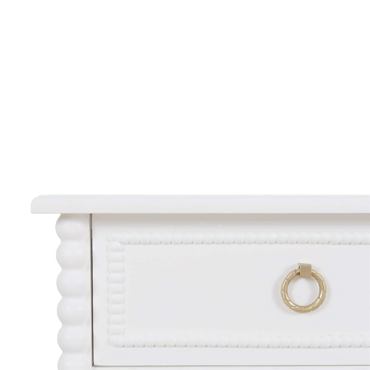 Bramble Cholet 2 Drawer Bedside Table w/ Shelf — Architectural White / Light Distressed