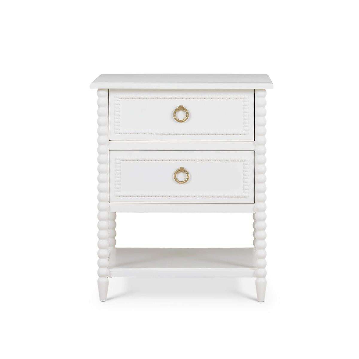 Bramble Cholet 2 Drawer Bedside Table w/ Shelf — Architectural White / Light Distressed