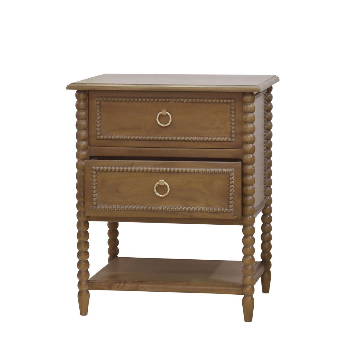 Bramble Cholet 2 Drawer Bedside Table w/ Shelf — Straw Wash