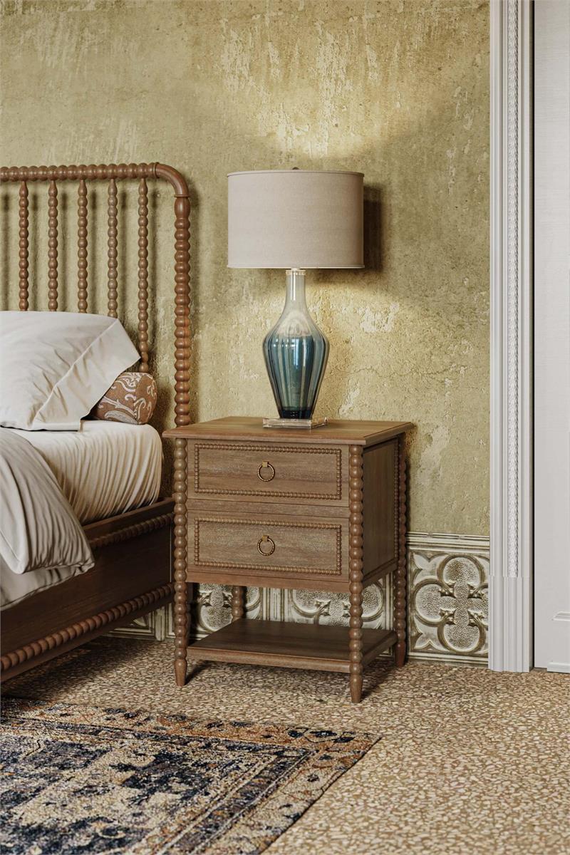 Bramble Cholet 2 Drawer Bedside Table w/ Shelf — Straw Wash