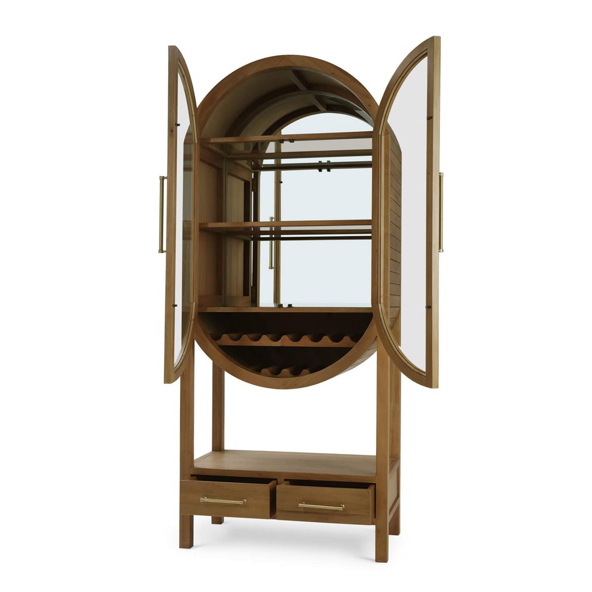Bramble Napa Wine Cabinet w/ Mirrored Back — Antique French Oak