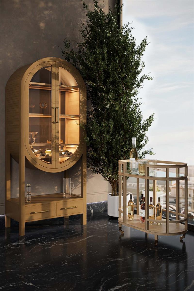 Bramble Napa Wine Cabinet w/ Mirrored Back — Antique French Oak