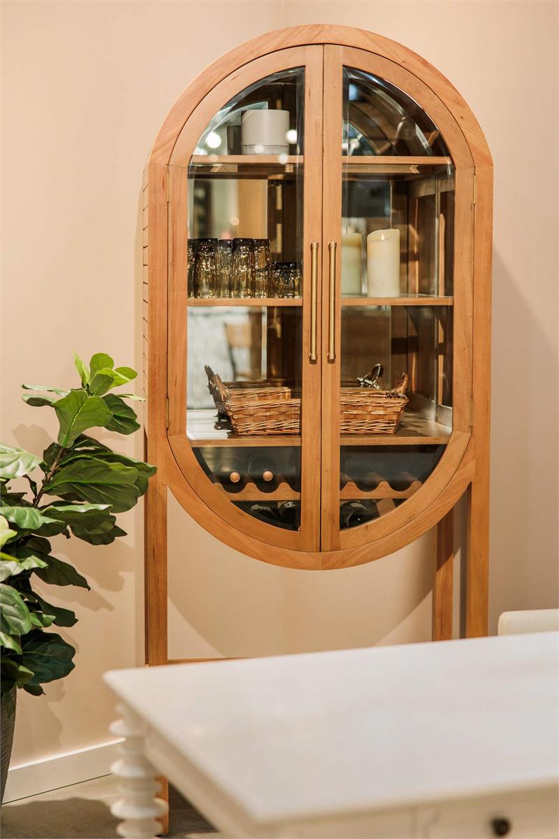 Bramble Napa Wine Cabinet w/ Mirrored Back — Antique French Oak