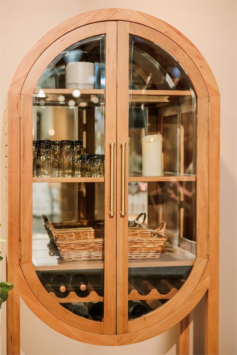 Bramble Napa Wine Cabinet w/ Mirrored Back — Antique French Oak