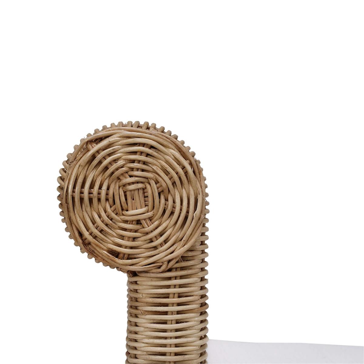Bramble Newport Scalloped Rattan Bench — Rattan Natural / Arctic