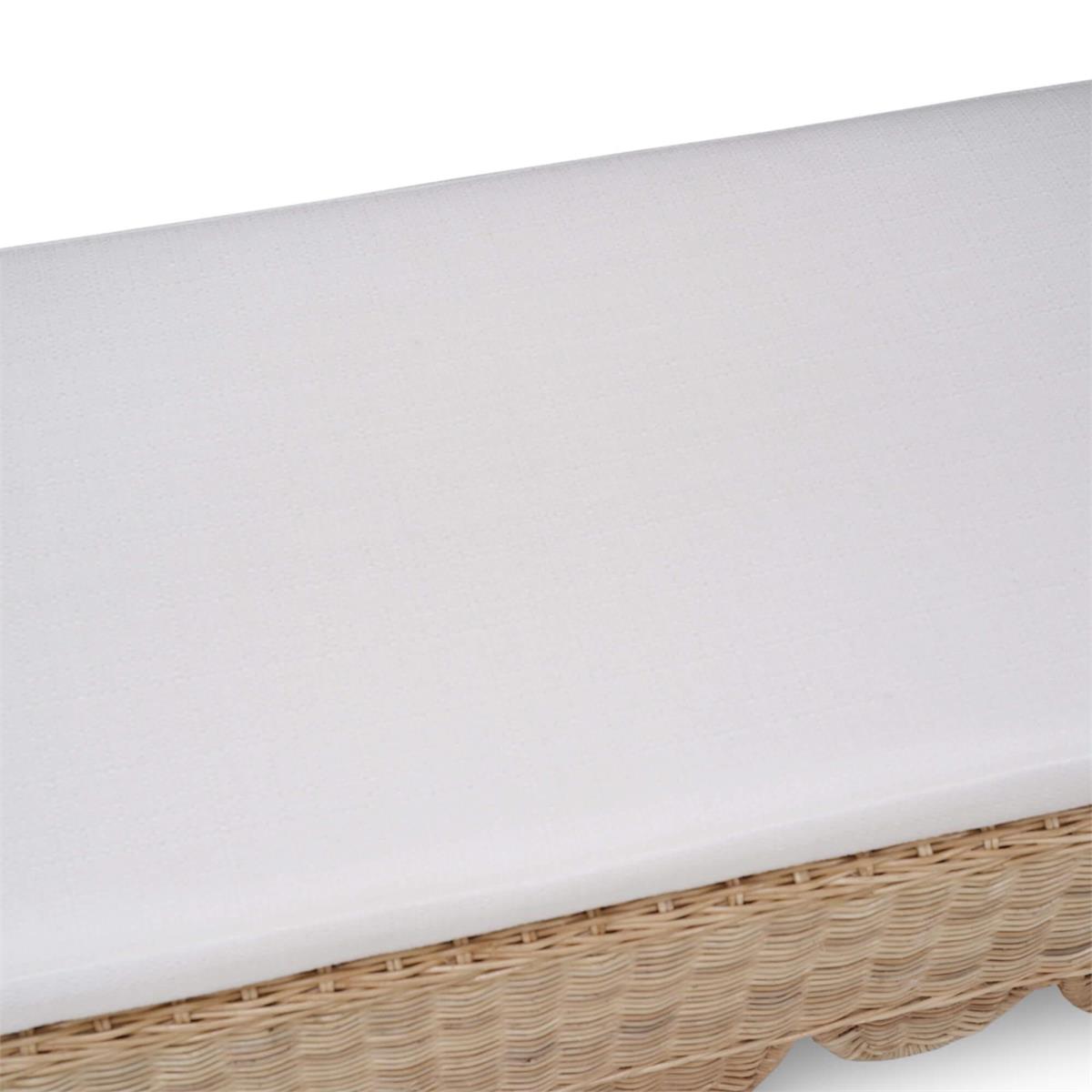 Bramble Newport Scalloped Rattan Bench — Rattan Natural / Arctic