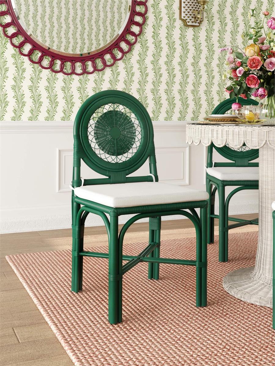 Bramble Oceana Rattan Dining Chair — Jade Green  * / Arctic