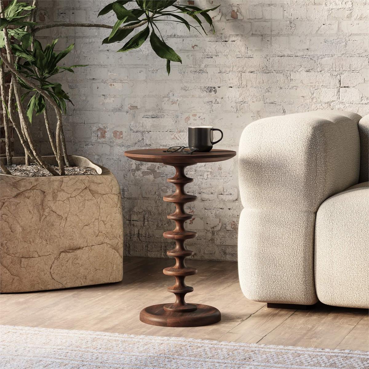 Bramble Milano Round Side Table — Dark Walnut