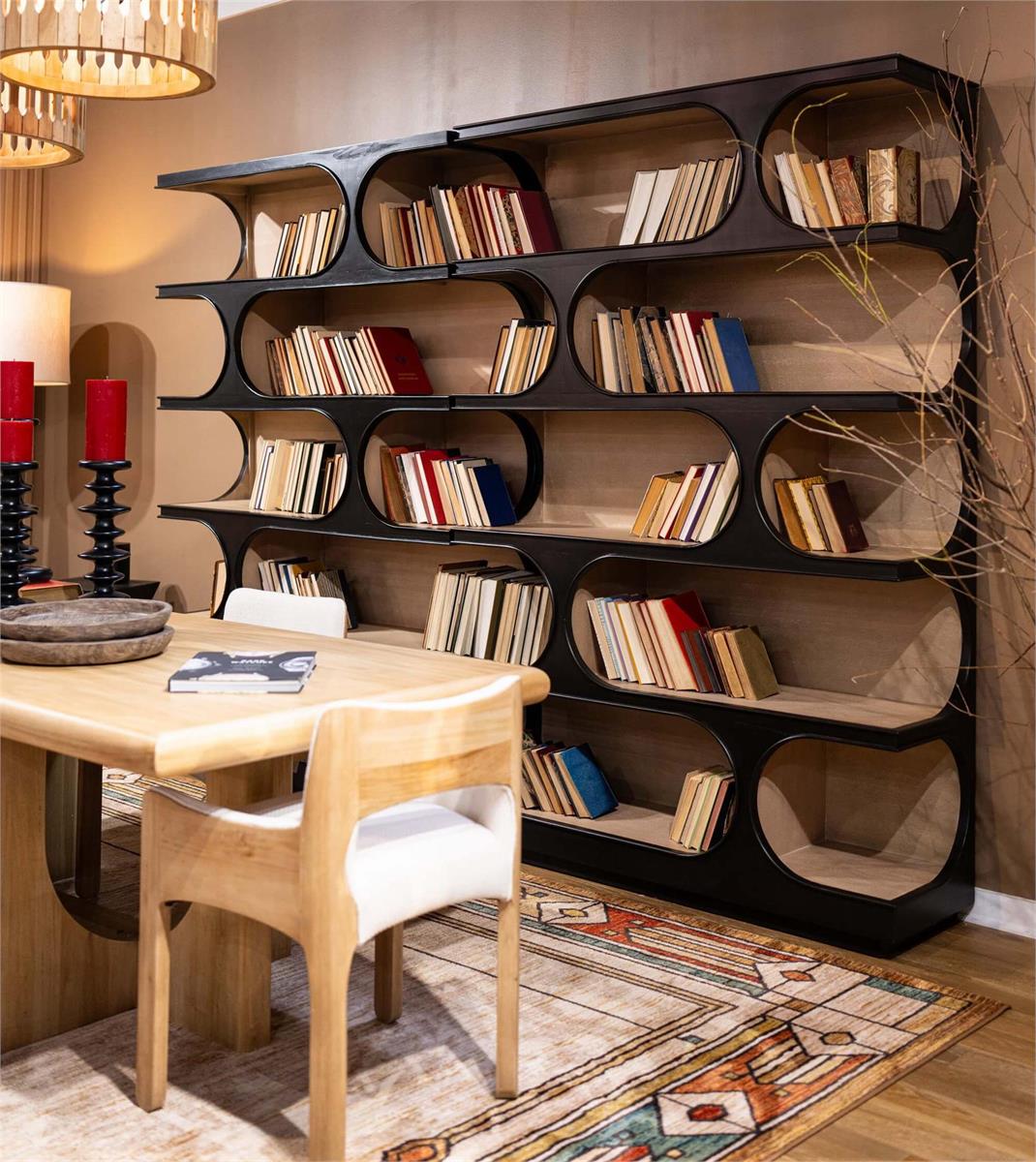 Bramble Vannes Crescent Bookcase — Batavia Black / Sandbar