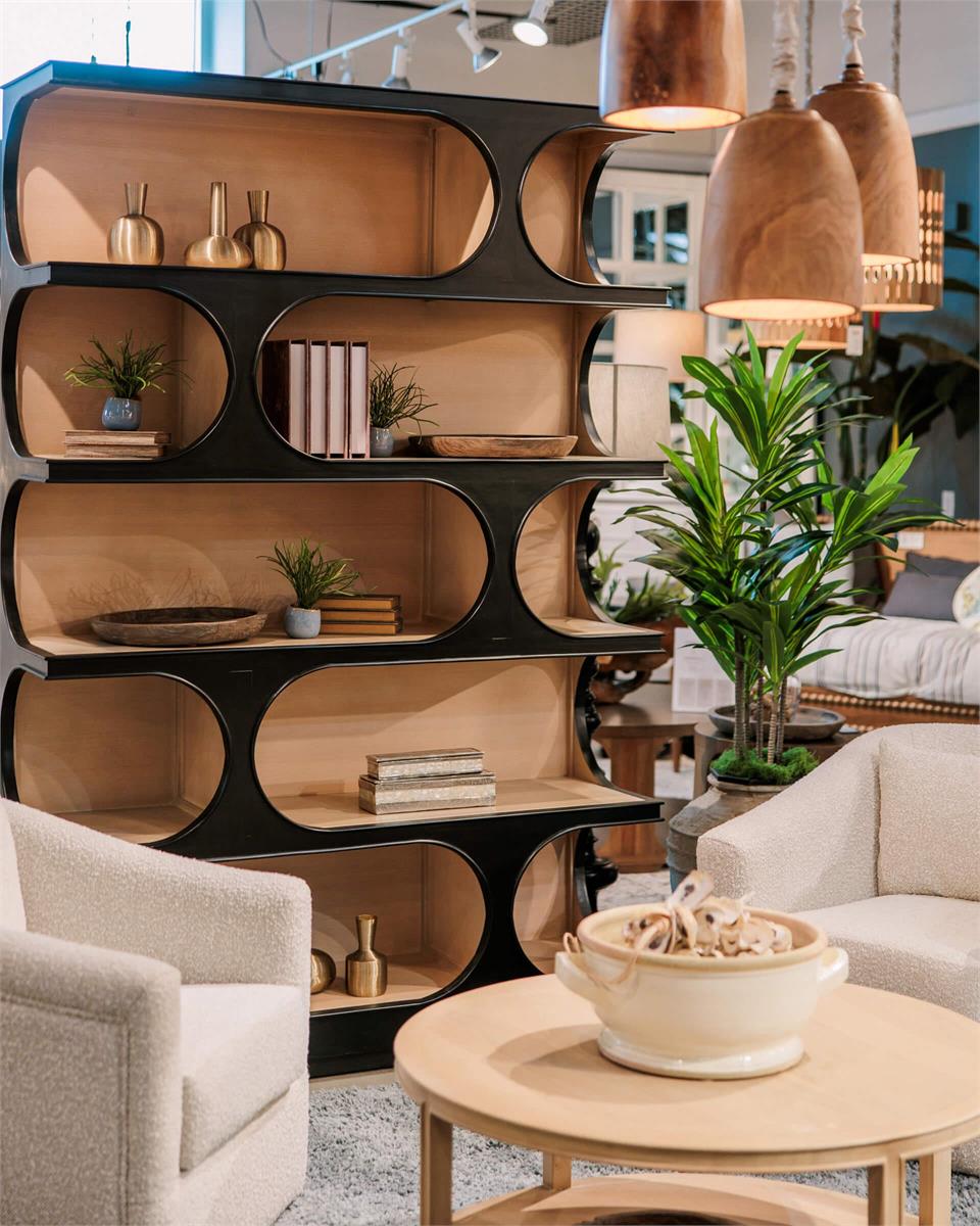 Bramble Vannes Crescent Bookcase — Batavia Black / Sandbar
