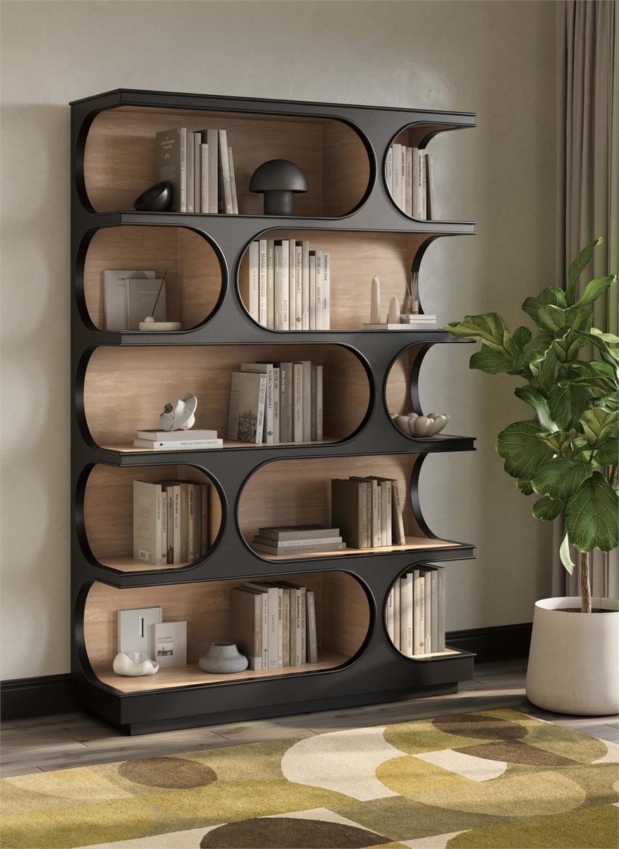 Bramble Vannes Crescent Bookcase — Batavia Black / Sandbar