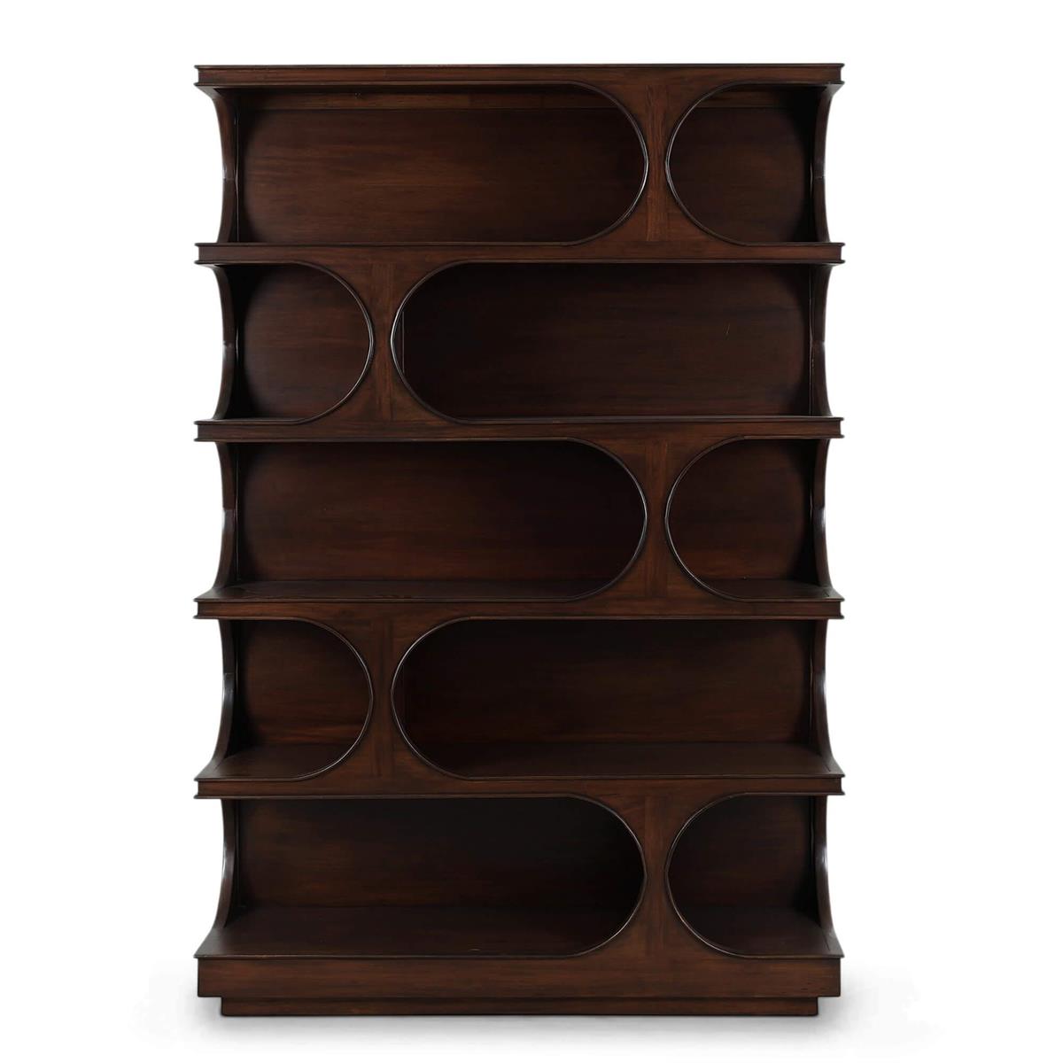 Bramble Vannes Crescent Bookcase — Matt Teak Brown