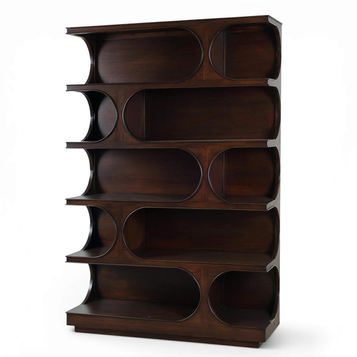 Bramble Vannes Crescent Bookcase — Matt Teak Brown