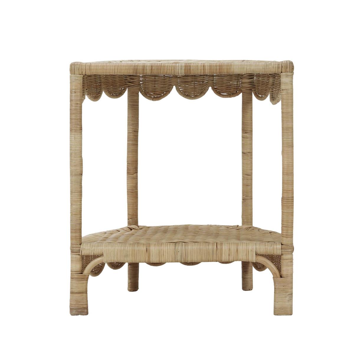 Bramble Scalloped Half Round Rattan Side Table — Rattan Natural