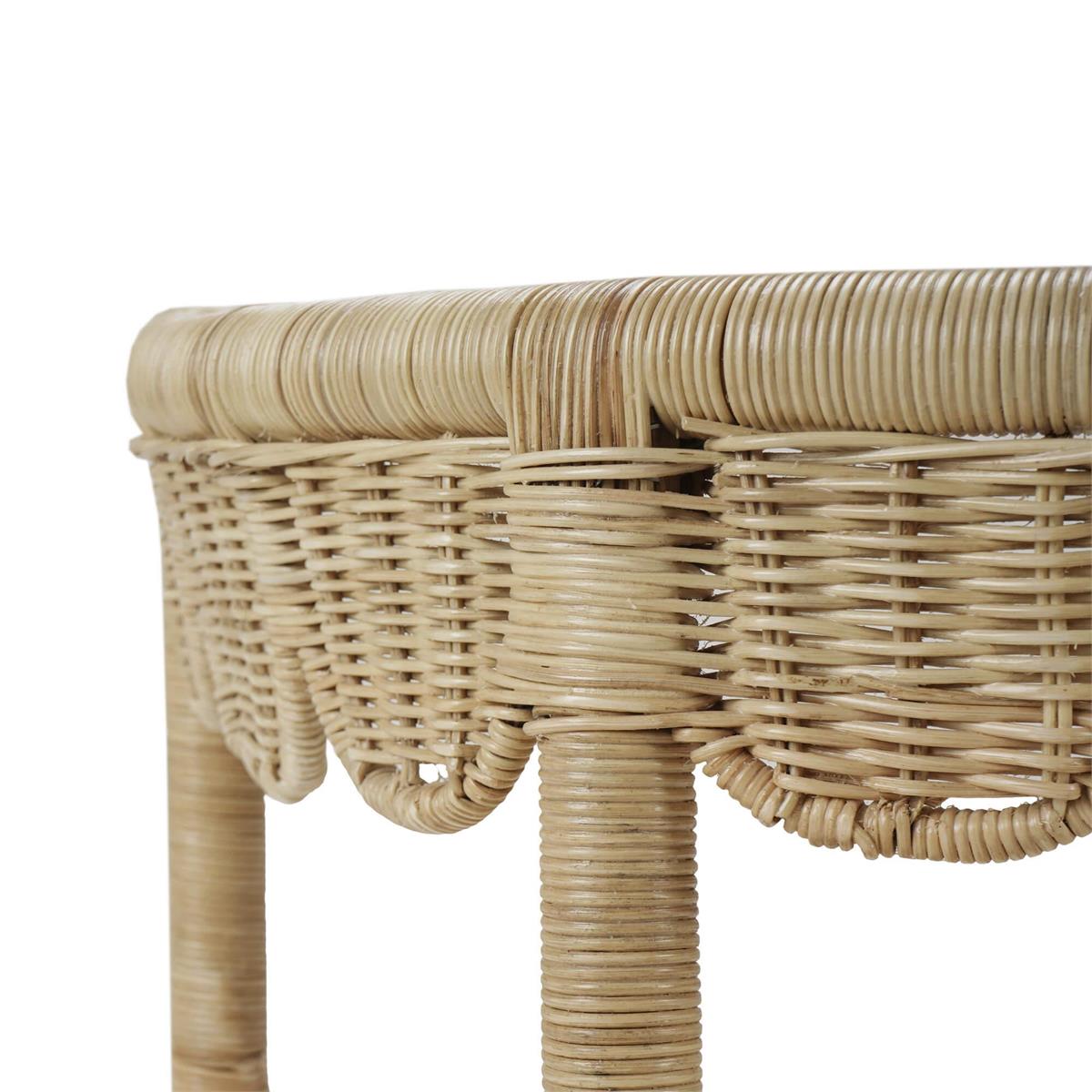 Bramble Scalloped Half Round Rattan Side Table — Rattan Natural